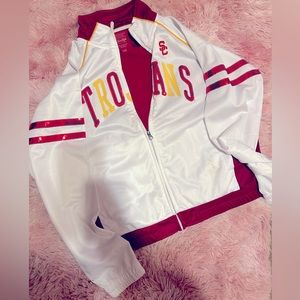 Trojans White & Cardinal Athletic Zip Jacket